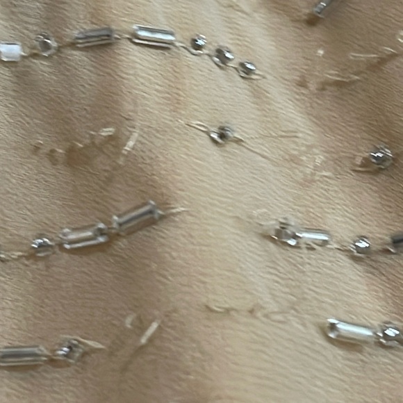 Aidan Mattox Mini Beaded Tan Gold Metallic Dress size 4 Holiday Christmas Party - Picture 9 of 16